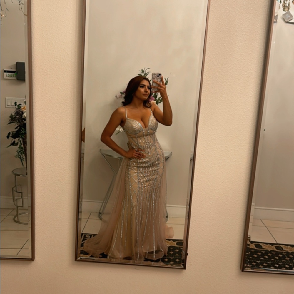 Glam Gold and Silver Prom Dress